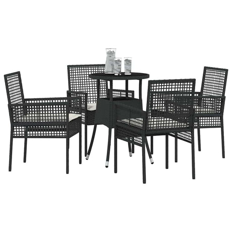 Vidaxl tuin eettafelset 5 st zwart poly rattan