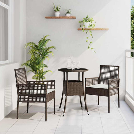 Vidaxl tuin eettafelset 3 st bruin poly rattan
