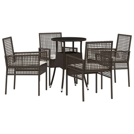 Vidaxl tuin eettafelset 5 st bruin poly rattan