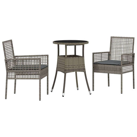 Vidaxl tuin eettafelset 3 st grijs poly rattan