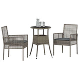Vidaxl tuin eettafelset 3 st grijs poly rattan