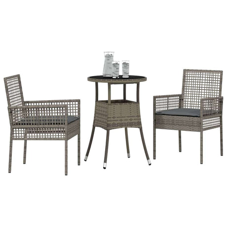Vidaxl tuin eettafelset 3 st grijs poly rattan