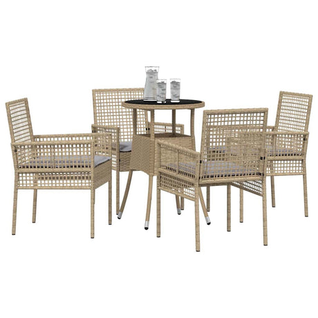 Vidaxl tuin eettafelset 5 st beige poly rattan