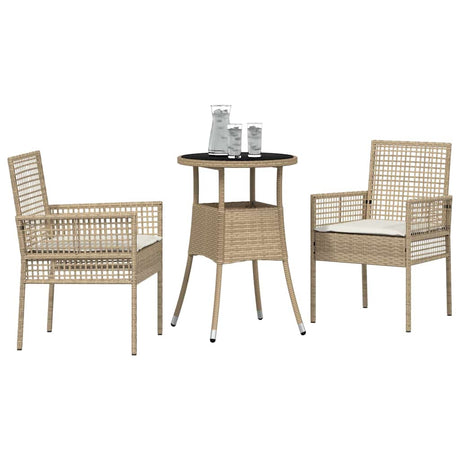 Vidaxl tuin eettafelset 3 st beige poly rattan