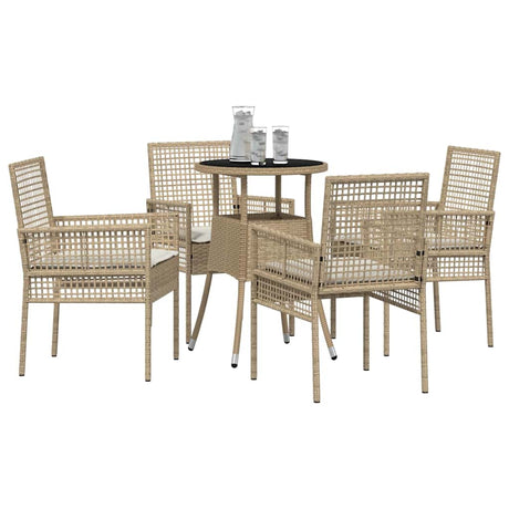 Vidaxl tuin eettafelset 5 st beige poly rattan