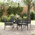 Vidaxl tuin eettafelset 5 st zwart poly rattan