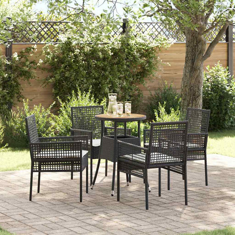 Vidaxl tuin eettafelset 5 st zwart poly rattan