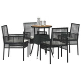 Vidaxl tuin eettafelset 5 st zwart poly rattan