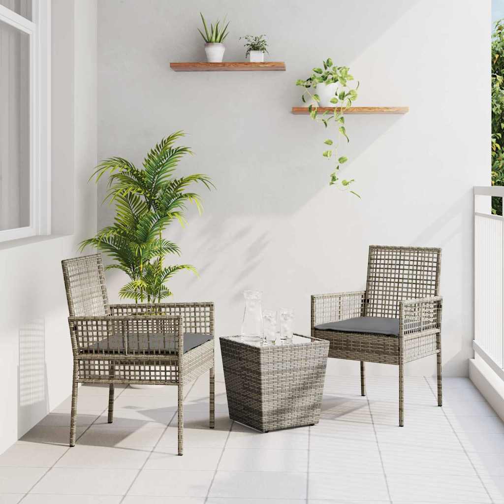 Vidaxl tuin bistro set 3 st grijs poly rattan