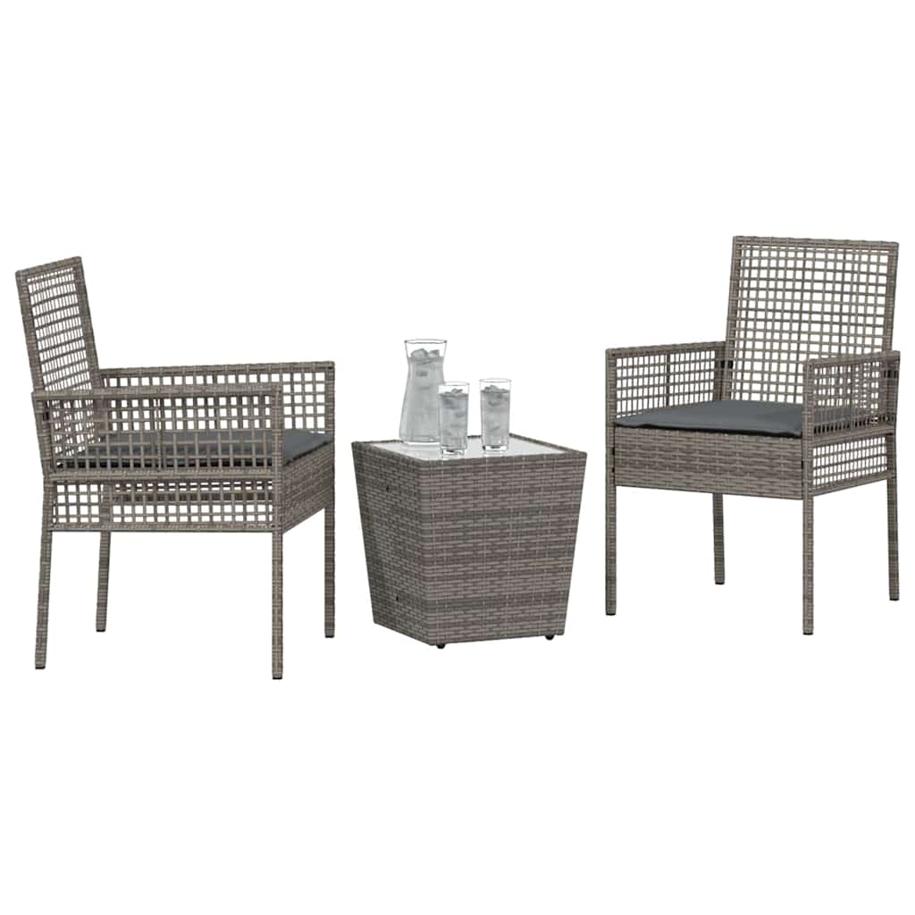 Vidaxl tuin bistro set 3 st grijs poly rattan