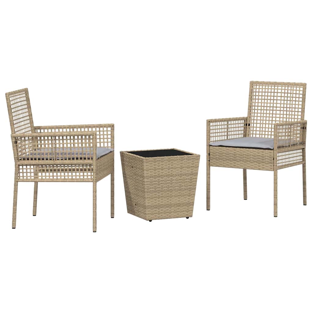 Vidaxl tuin bistro set 3 st beige poly rattan