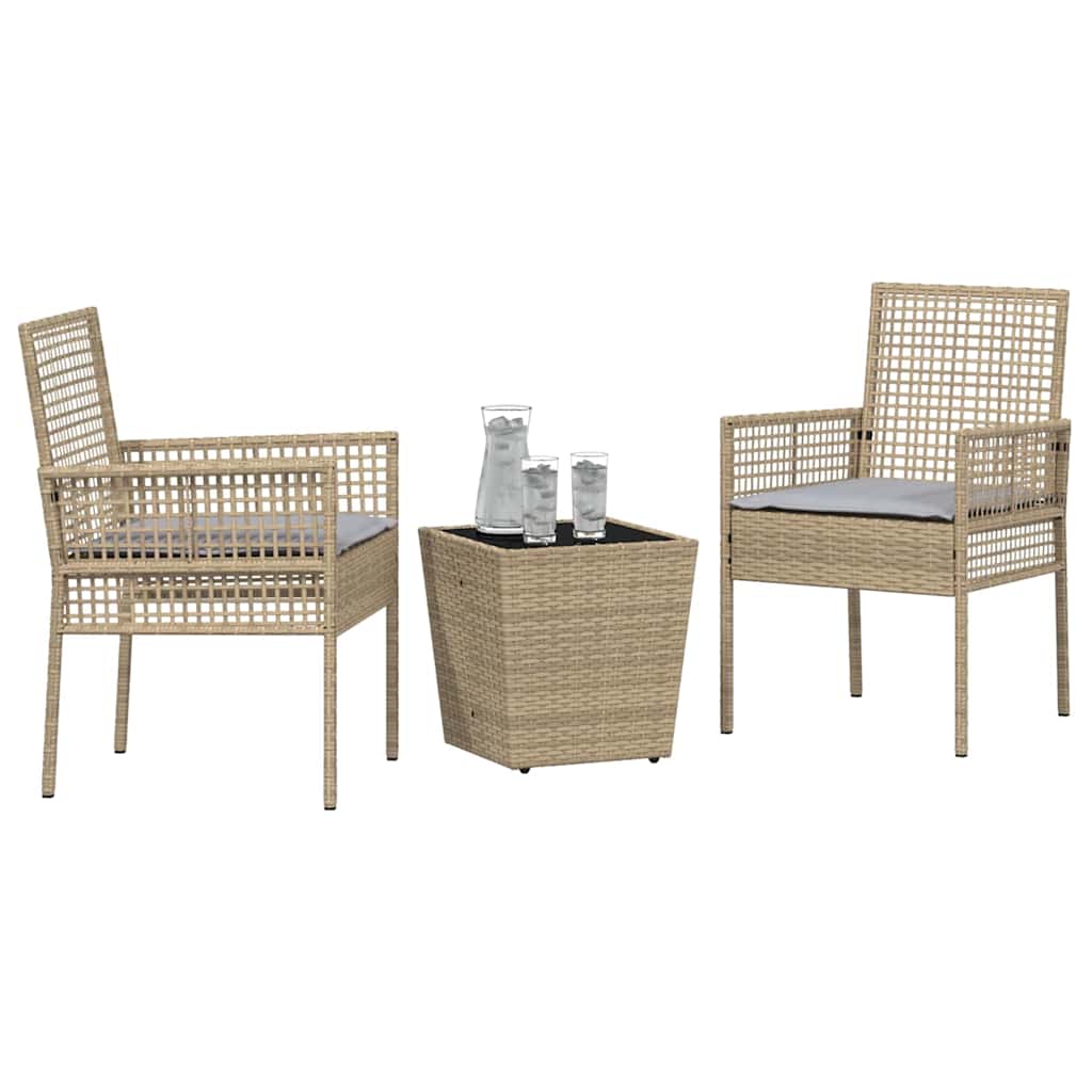 Vidaxl tuin bistro set 3 st beige poly rattan