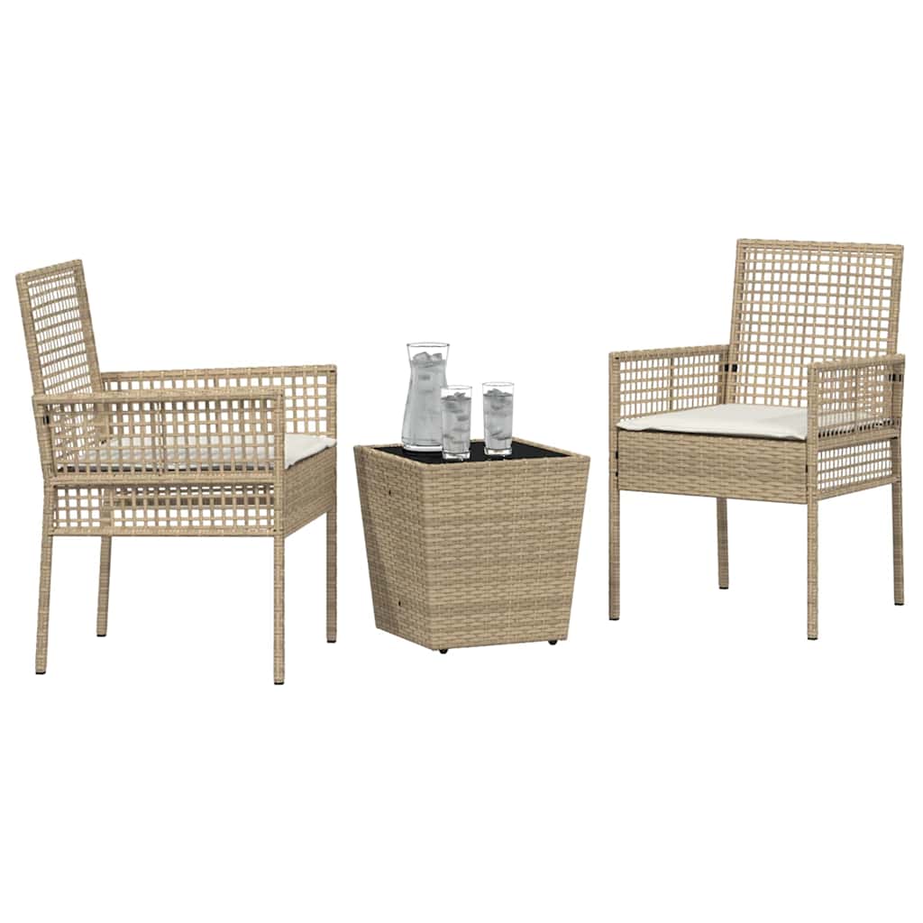 Vidaxl tuin bistro set 3 st beige poly rattan