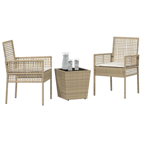 Vidaxl tuin bistro set 3 st beige poly rattan