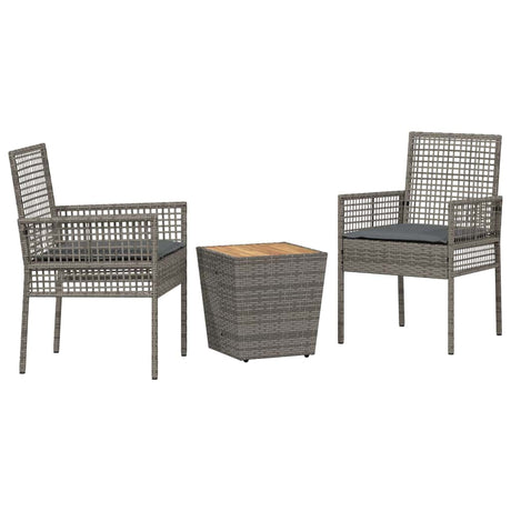 Vidaxl tuin bistro set 3 st grijs poly rattan