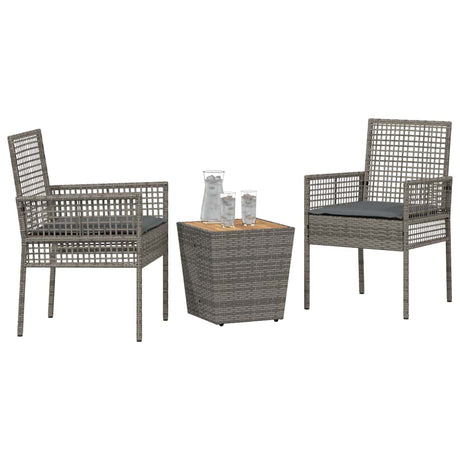 Vidaxl tuin bistro set 3 st grijs poly rattan