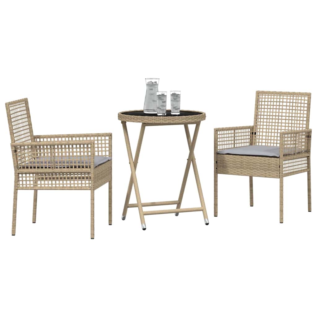 Vidaxl tuin bistro set 3 st beige poly rattan
