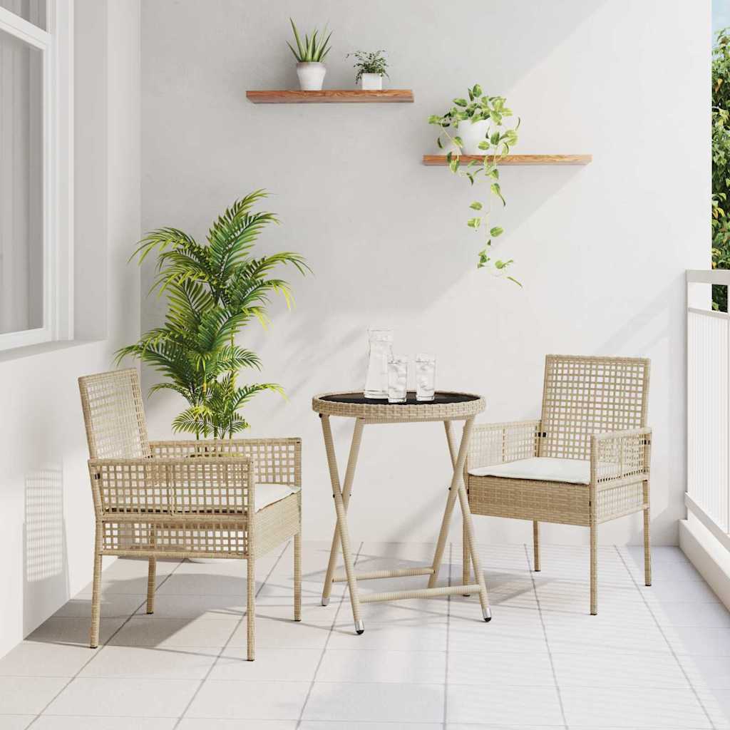 Vidaxl tuin bistro set 3 st beige poly rattan