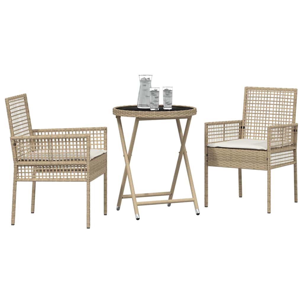 Vidaxl tuin bistro set 3 st beige poly rattan