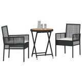 Vidaxl tuin bistro set 3 st zwart poly rattan