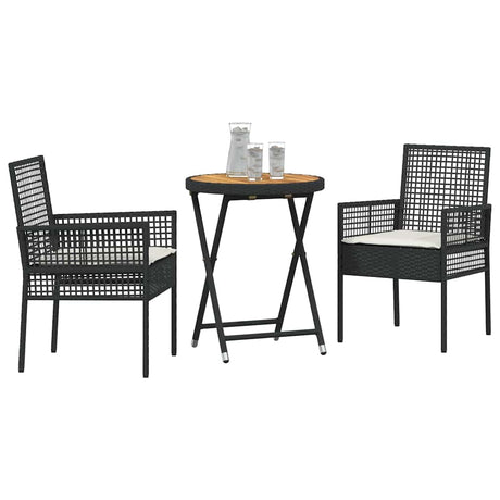 Vidaxl tuin bistro set 3 st zwart poly rattan
