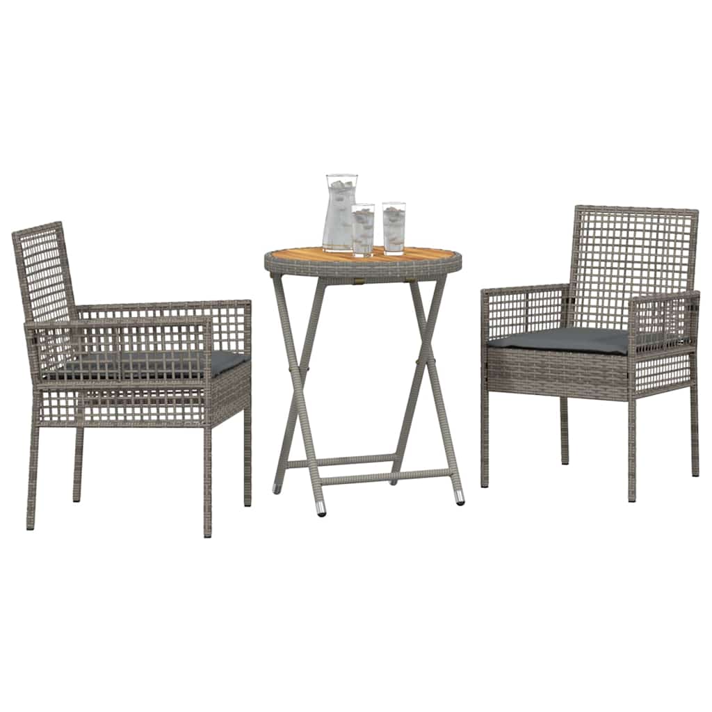 Vidaxl tuin bistro set 3 st grijs poly rattan