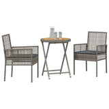 Vidaxl tuin bistro set 3 st grijs poly rattan