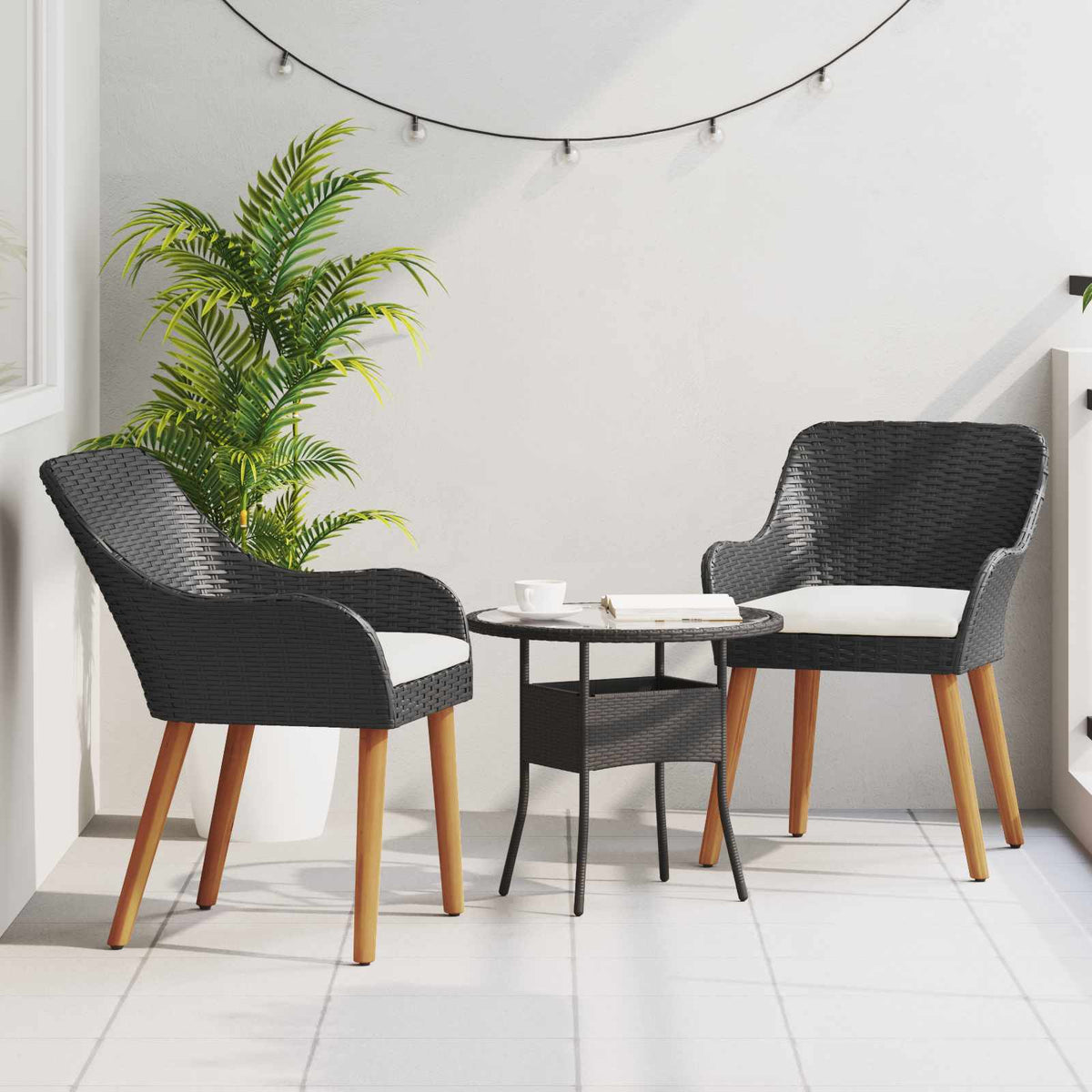 Vidaxl tuinstoel 2 st zwart poly rattan