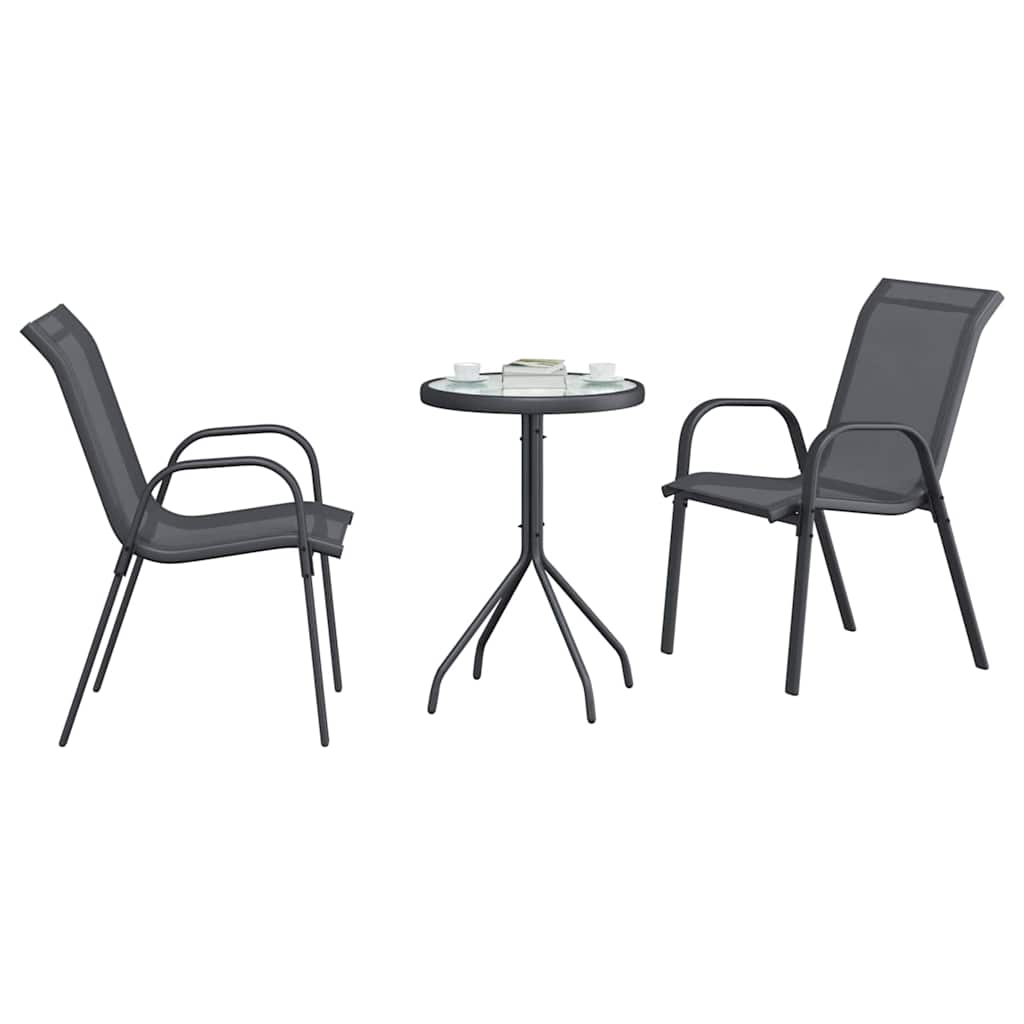 Vidaxl tuin bistro set 3 st grijs staal