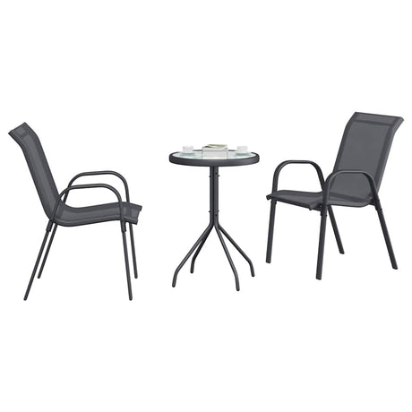 Vidaxl tuin bistro set 3 st grijs staal