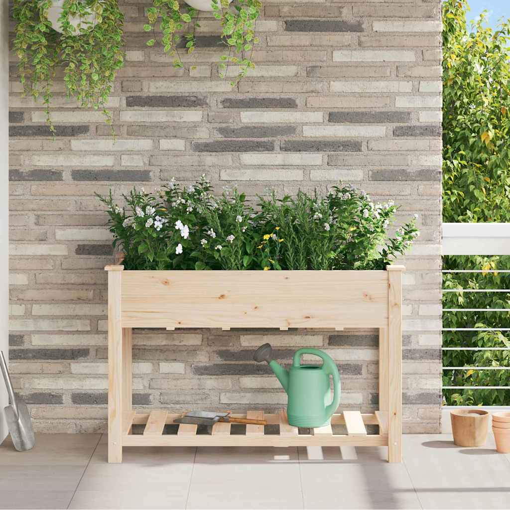 Vidaxl tuin bloempot beige 115 x 59 x 76,5 cm massief vurenhout