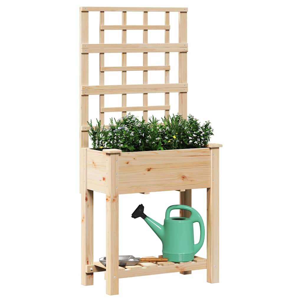 Vidaxl tuin bloempot beige 71 x 38 x 152 cm massief vurenhout
