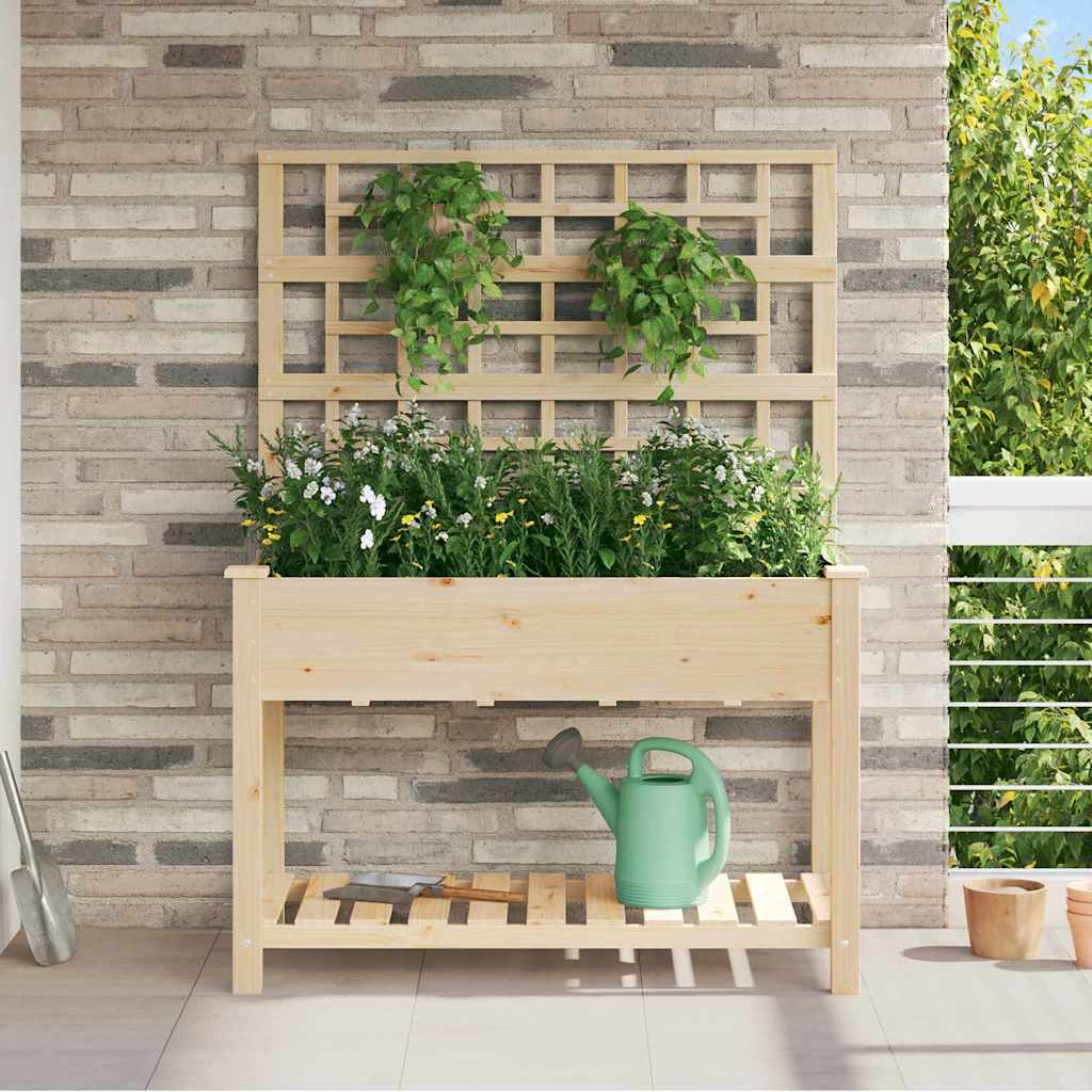 Vidaxl tuin bloempot beige 115 x 60,5 x 153 cm massief vurenhout
