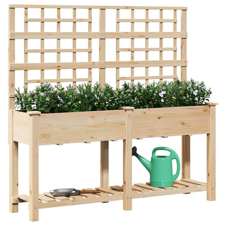 Vidaxl plantenbak beige 161 x 46 x 152,5 cm massief vurenhout