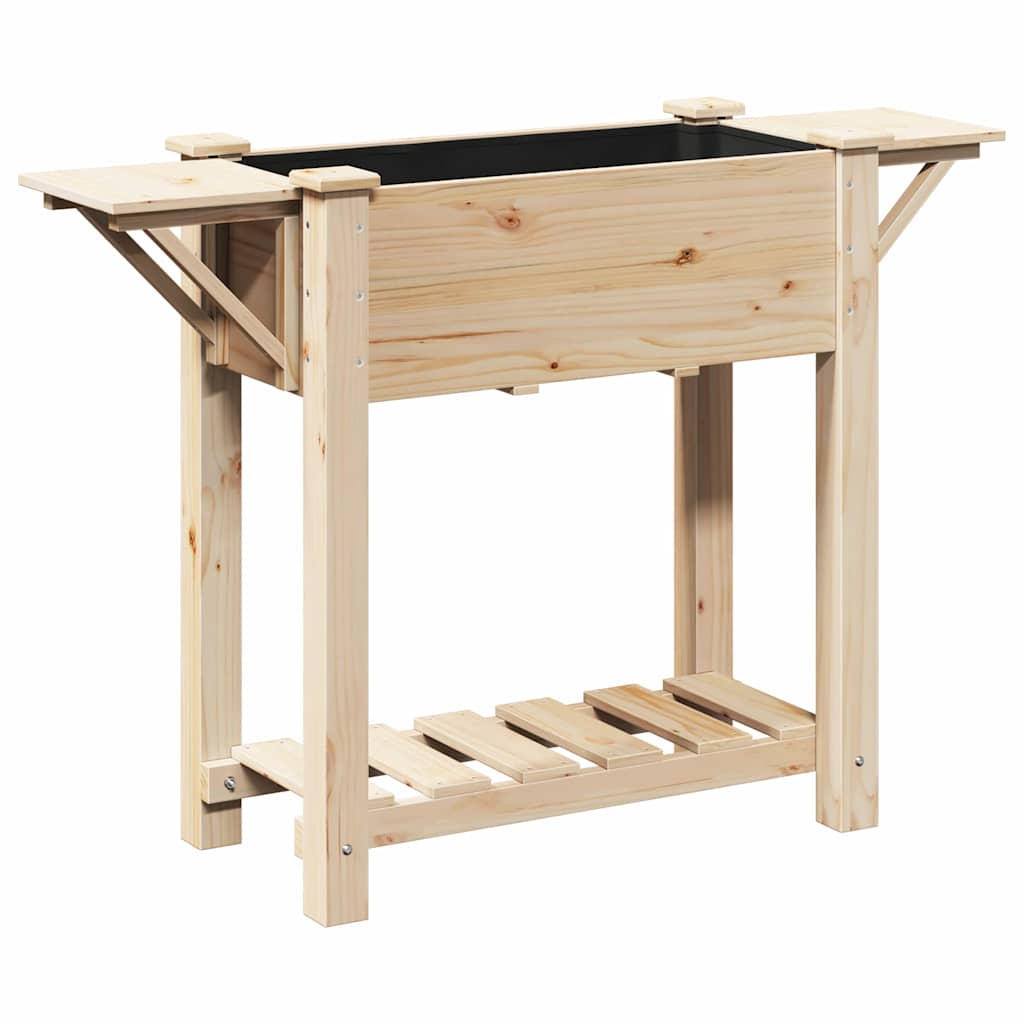 Vidaxl tuin bloempot beige 111 x 37 x 76,5 cm massief vurenhout