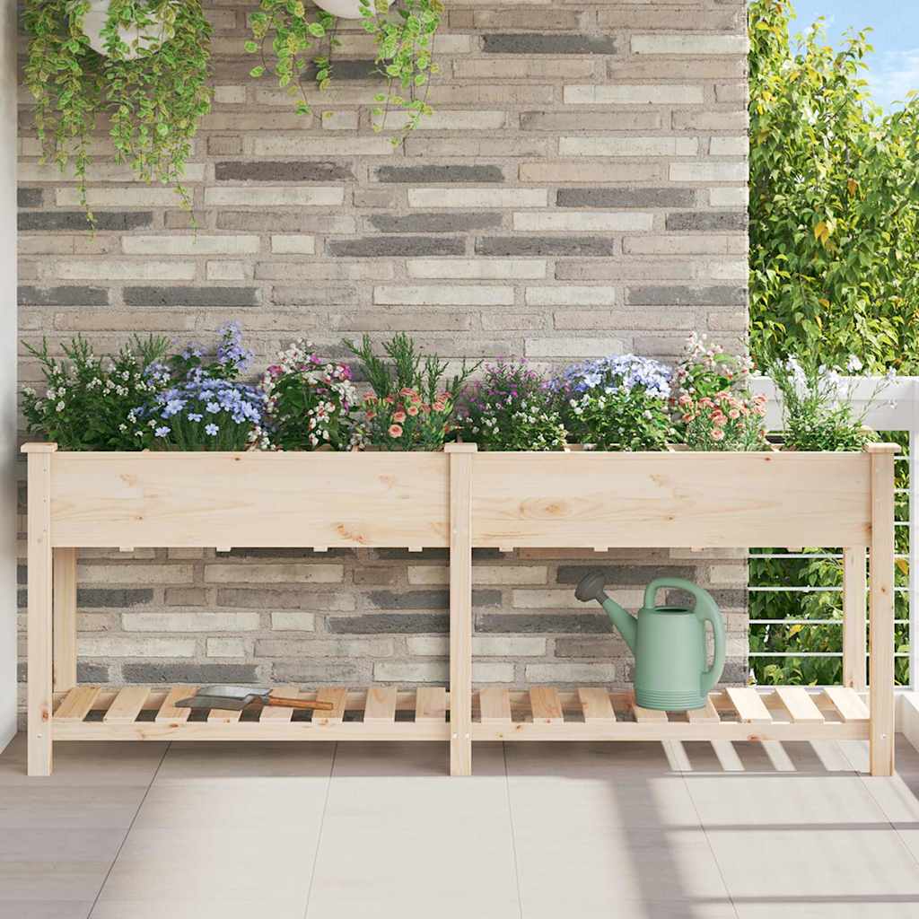 Vidaxl tuin bloempot beige 203,5 x 53 x 76,5 cm massief vurenhout