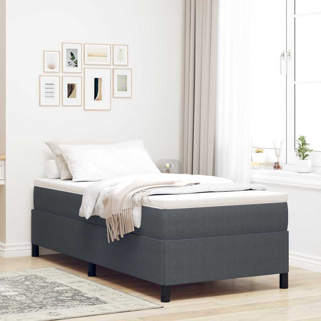 Vidaxl boxspringbed donkergrijs 90 x 200 cm katoen stof