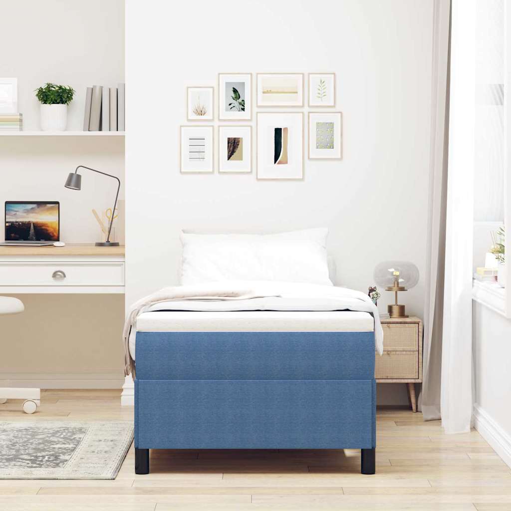 Vidaxl boxspringbed blauw 90 x 200 cm katoen stof