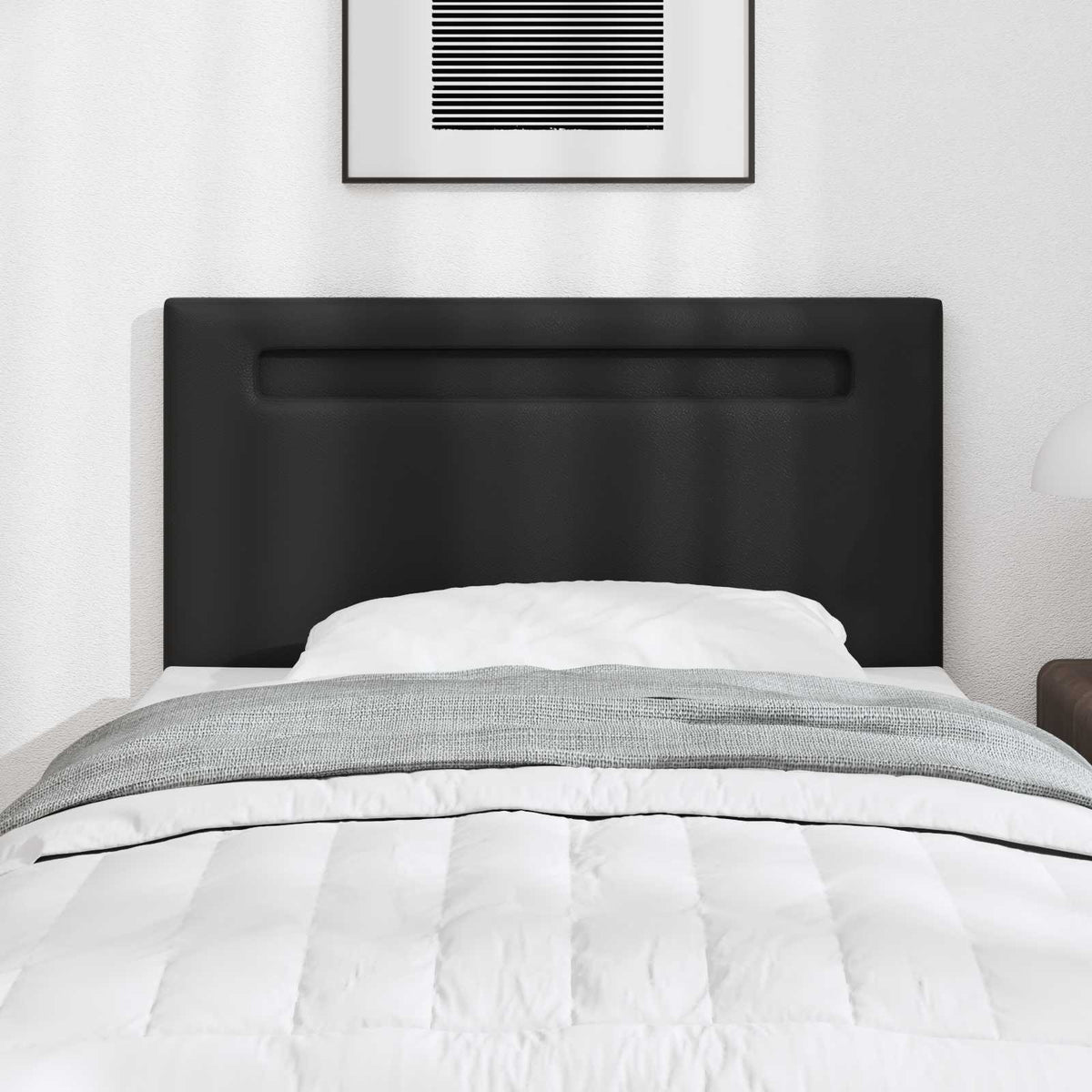 Vidaxl led hoofdbord zwart nep leer