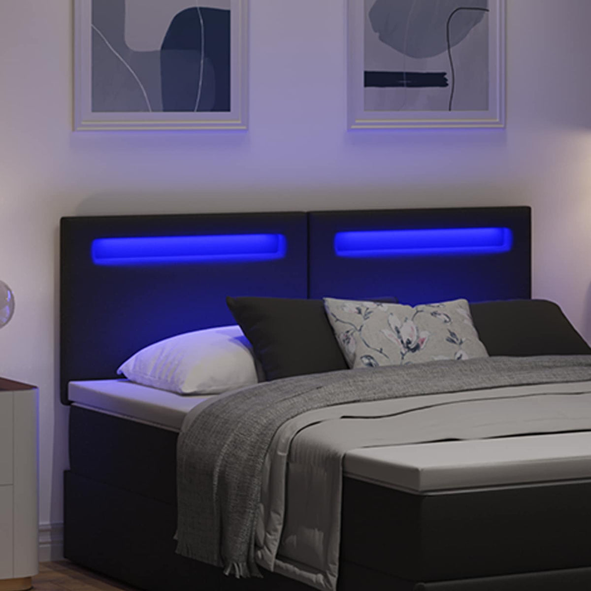 Vidaxl led hoofdbord zwart 160 cm nep leer