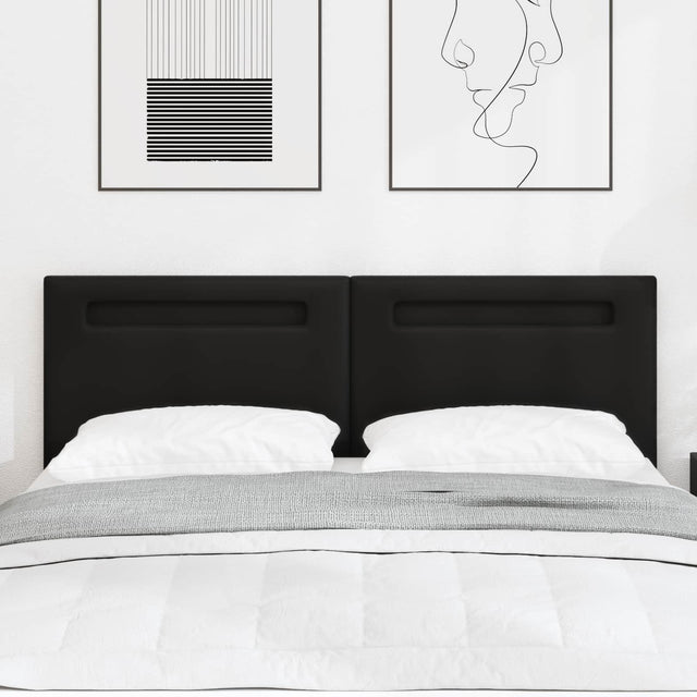 Vidaxl led hoofdbord zwart 160 cm nep leer