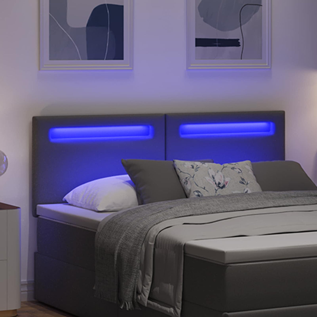 Vidaxl led hoofdbord grijs 160 cm nep leer