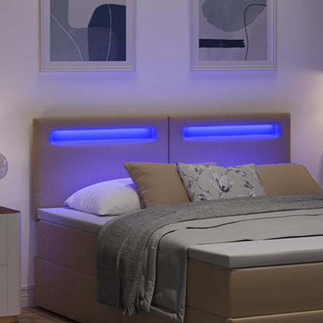 Vidaxl led hoofdbord cappuccino 160 cm nep leer