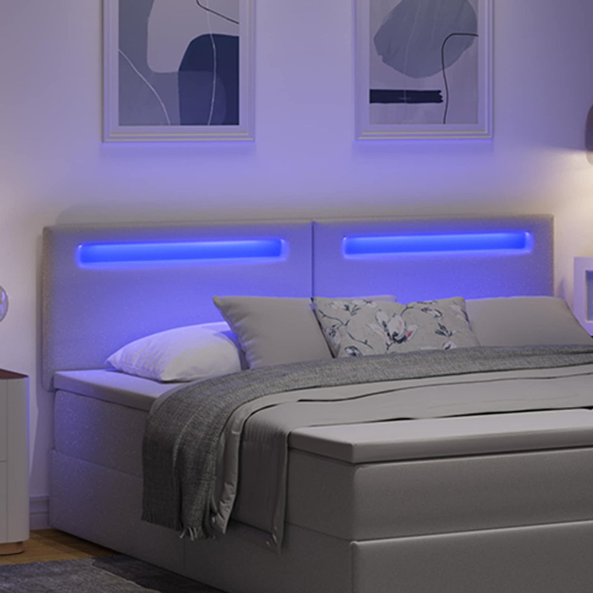 Vidaxl led hoofdbord wit 180 cm nep leer