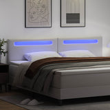 Vidaxl led hoofdbord wit nep leer