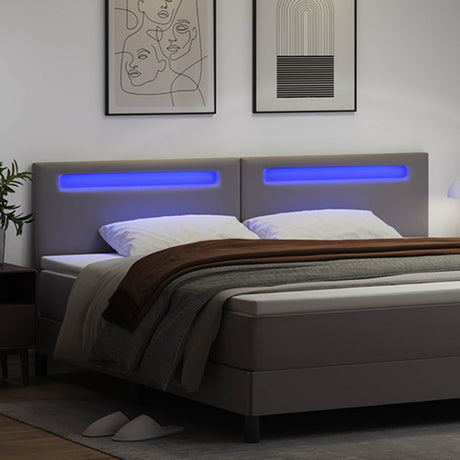 Vidaxl led hoofdbord grijs nep leer