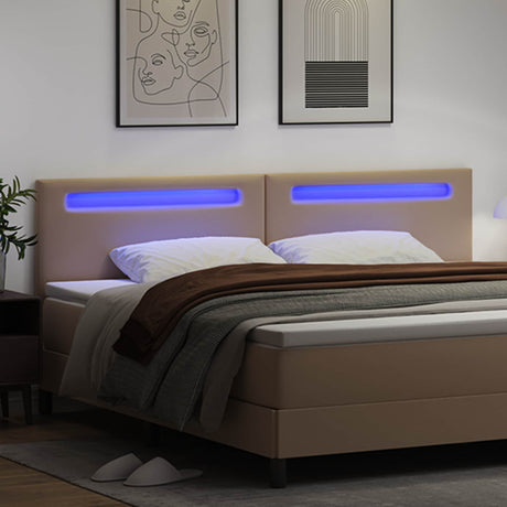 Vidaxl led hoofdbord cappuccino nep leer