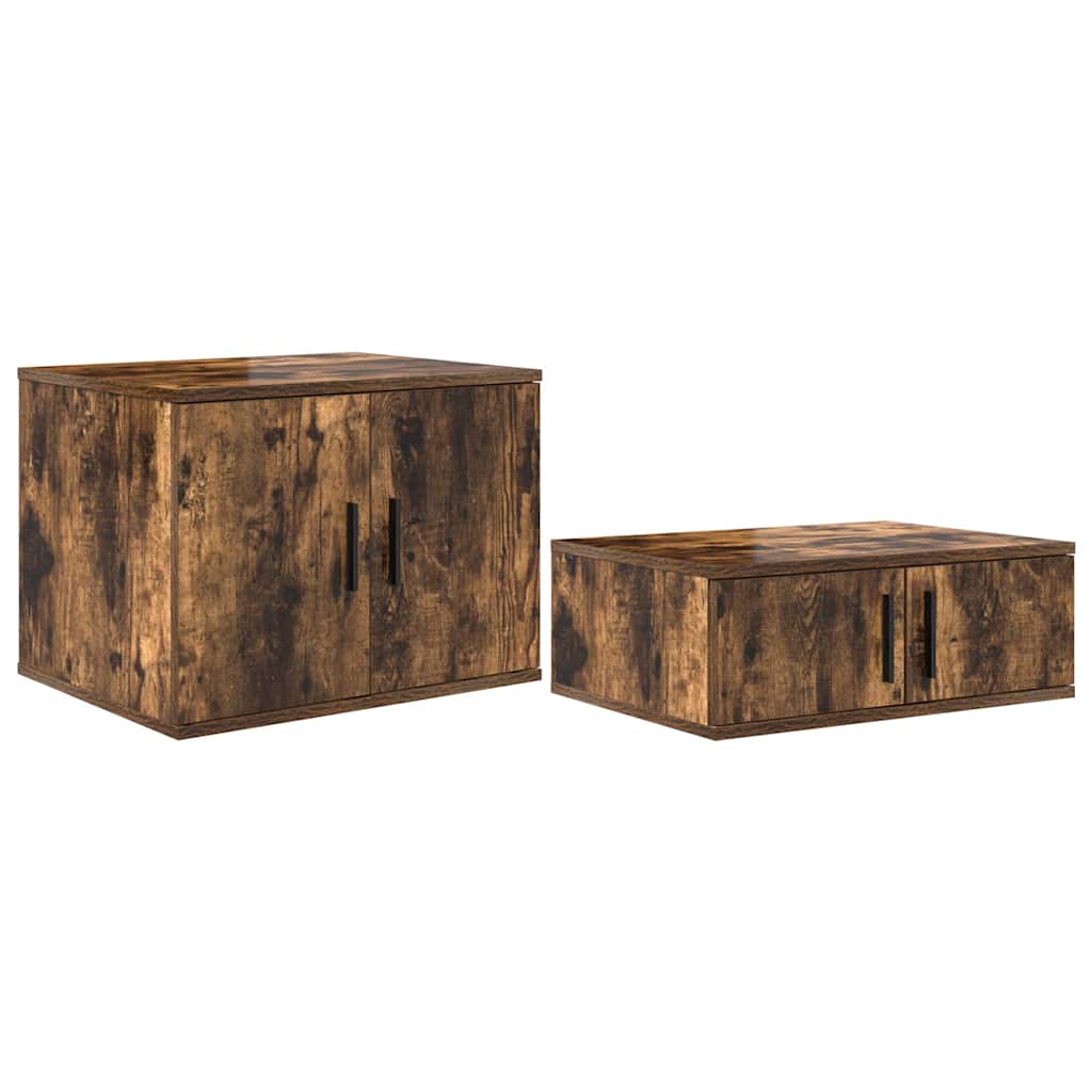 Vidaxl opbergkast 2 st gerookt eiken 127 x 41 x 40 cm bewerkt hout