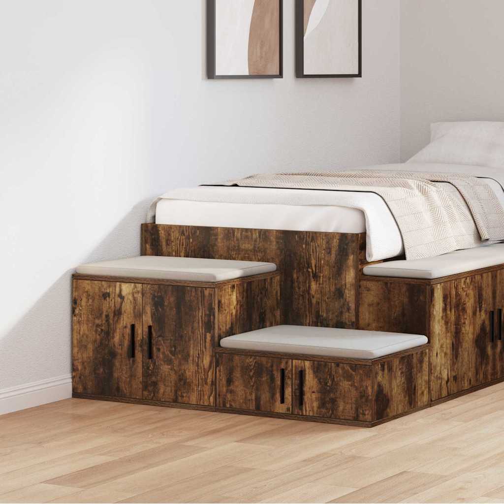 Vidaxl opbergkast 2 st gerookt eiken 103 x 41 x 40 cm bewerkt hout