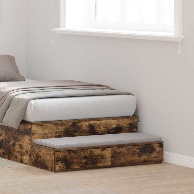 Vidaxl bedlades gerookt eiken 100 x 36,5 x 16,5 cm bewerkt hout